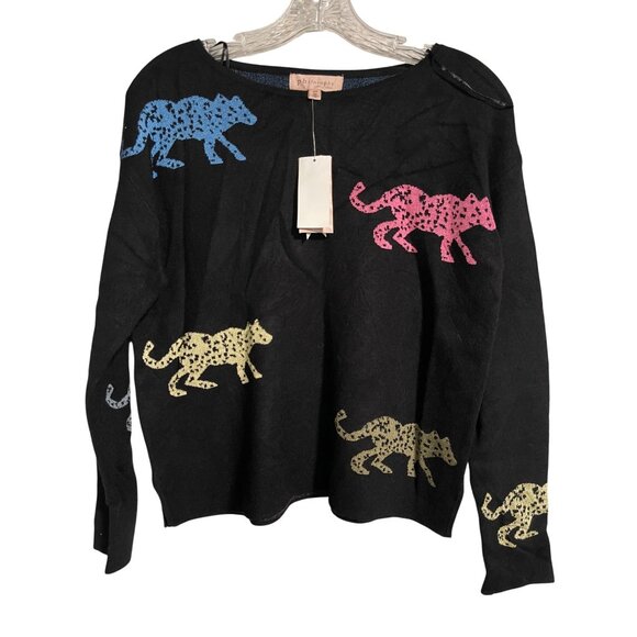 Philosophy Republic Clothing Leopard Print Black Sweater Womens Small - Picture 2 of 9